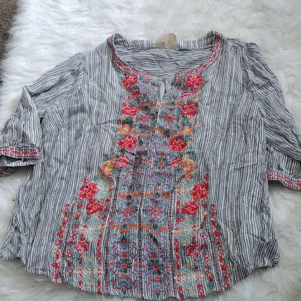 Ruby Rd. Women's Multicolor Embroidered Tunic - Picture 4 of 5